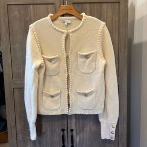J Crew Odette Lady Sweater Wool Alpaca Jacket‎ Cream color small